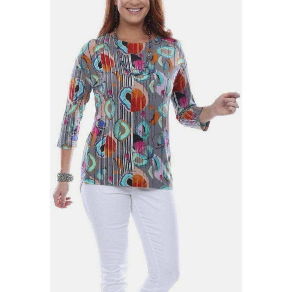 Parsley & Sage Women's Clariss Art To Wear Top Blouse S Multicolor Lagenlook Fun